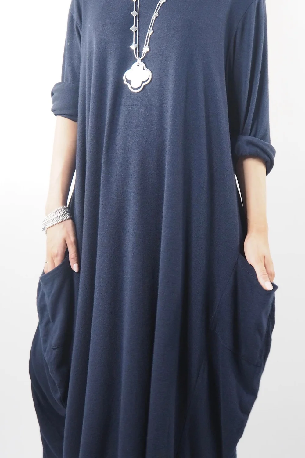 Made In Italy Chalet Classic Cocoon Knit Dress Ink Blue 6 Made In Italy Chalet Classic Cocoon Knit Dress Ink Blue - Image 4