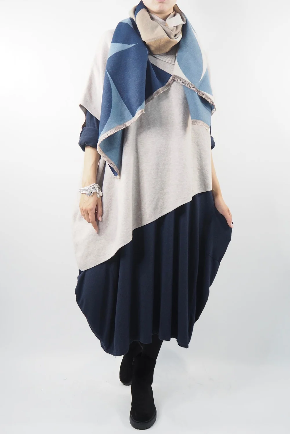 Made In Italy Chalet Classic Cocoon Knit Dress Ink Blue 7 Made In Italy Chalet Classic Cocoon Knit Dress Ink Blue - Image 5