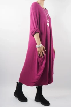 Made In Italy Chalet Classic Cocoon Knit Dress Magenta Pink -VogueCurve Store made in italy chalet classic cocoon knit dress magenta pink03.jpg