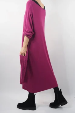 Made In Italy Chalet Classic Cocoon Knit Dress Magenta Pink -VogueCurve Store made in italy chalet classic cocoon knit dress magenta pink04.jpg