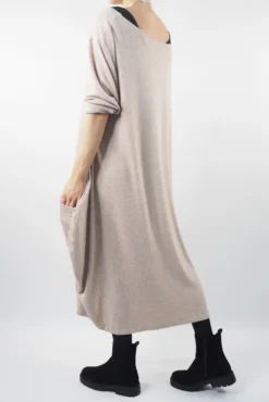 Made In Italy Chalet Classic Cocoon Knit Dress Oatmeal Beige -VogueCurve Store made in italy chalet classic cocoon knit dress oatmeal beige03.jpg