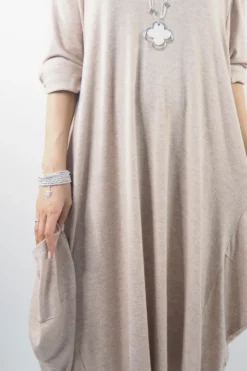 Made In Italy Chalet Classic Cocoon Knit Dress Oatmeal Beige -VogueCurve Store made in italy chalet classic cocoon knit dress oatmeal beige04.jpg