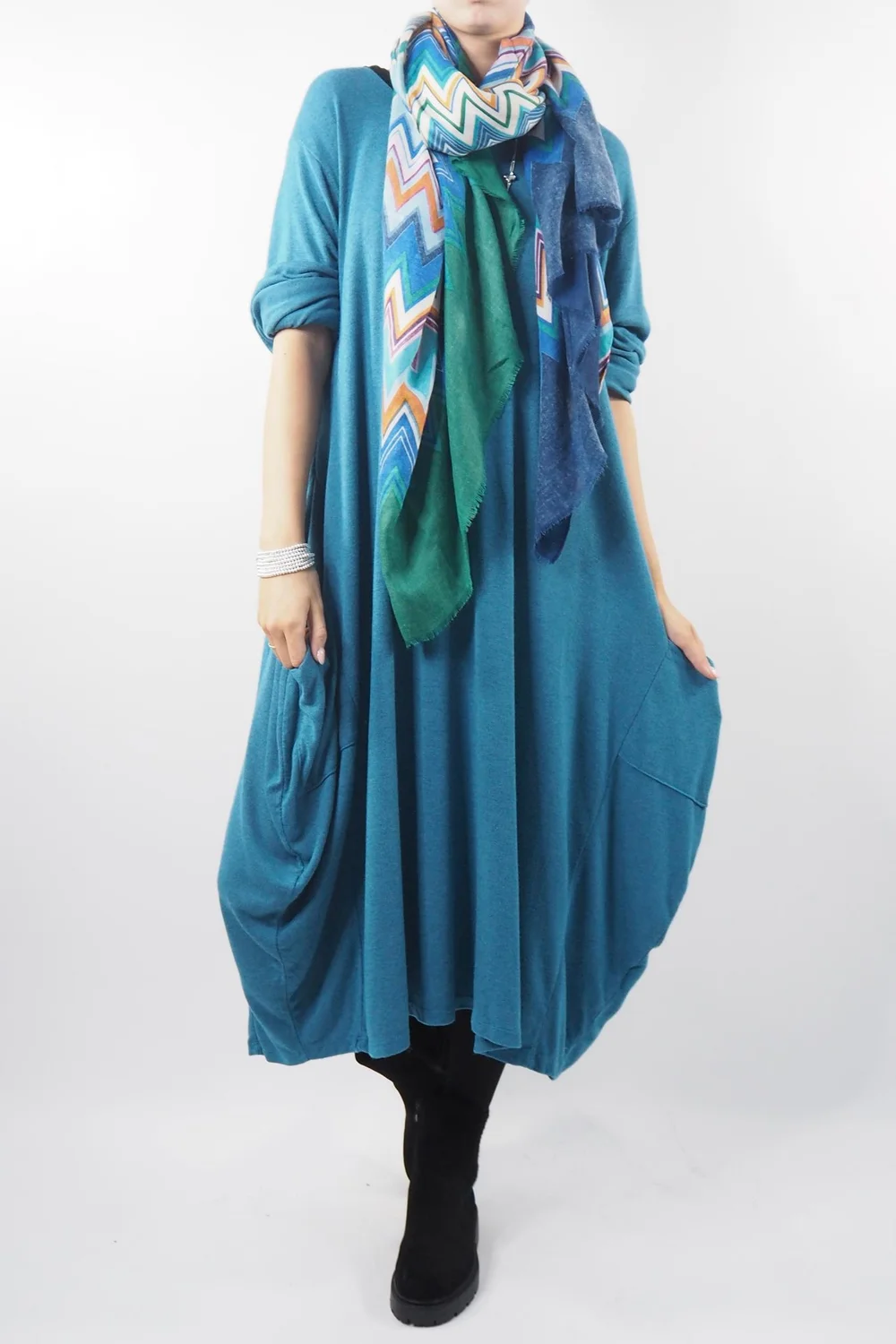 Made In Italy Chalet Classic Cocoon Knit Dress Prussian Blue 6 Made In Italy Chalet Classic Cocoon Knit Dress Prussian Blue - Image 4