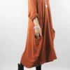 Made In Italy Chalet Classic Cocoon Knit Dress Saffron Rust -VogueCurve Store made in italy chalet classic cocoon knit dress saffron rust01.jpg