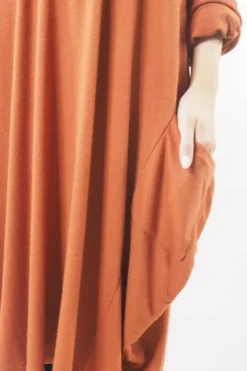 Made In Italy Chalet Classic Cocoon Knit Dress Saffron Rust -VogueCurve Store made in italy chalet classic cocoon knit dress saffron rust04.jpg