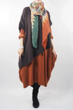 Made In Italy Chalet Classic Cocoon Knit Dress Saffron Rust -VogueCurve Store made in italy chalet classic cocoon knit dress saffron rust05.jpg