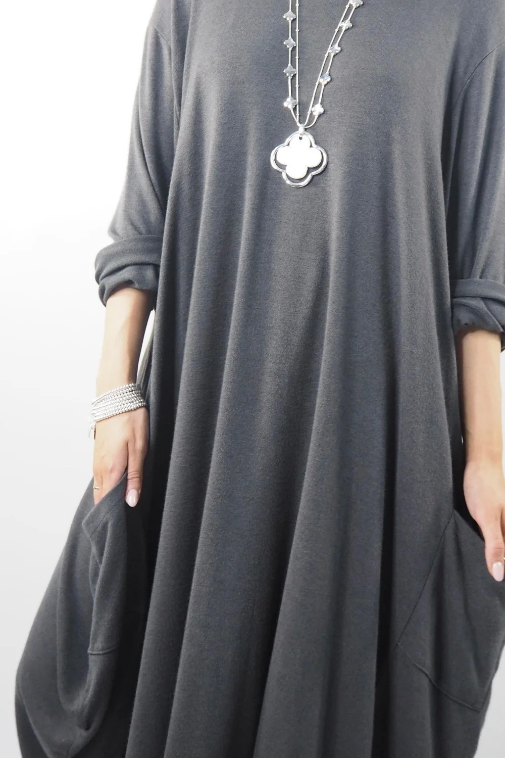 Made In Italy Chalet Classic Cocoon Knit Dress Shadow Grey 7 Made In Italy Chalet Classic Cocoon Knit Dress Shadow Grey - Image 5