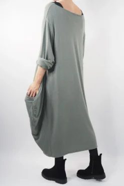 Made In Italy Chalet Classic Cocoon Knit Dress Soft Khaki Green -VogueCurve Store made in italy chalet classic cocoon knit dress soft khaki green03.jpg