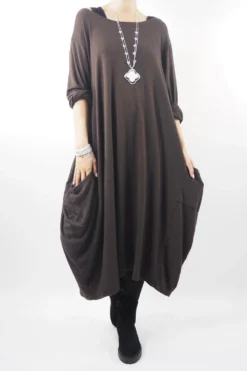 Made In Italy Chalet Classic Cocoon Knit Dress Umber Brown **