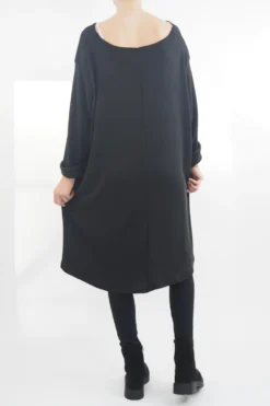 Made In Italy Chalet Pocketed Swing Soft Knit Dress Black -VogueCurve Store made in italy chalet pocketed swing dress black03.jpg