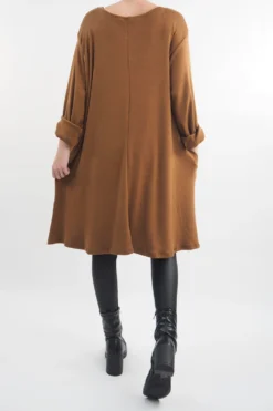 Made In Italy Chalet Pocketed Swing Soft Knit Dress Chestnut -VogueCurve Store made in italy chalet pocketed swing dress chestnut 4.jpg