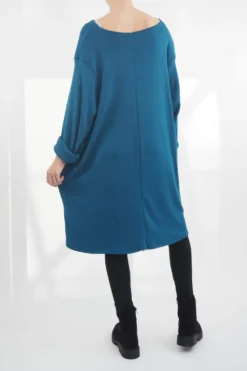 Made In Italy Chalet Pocketed Swing Soft Knit Dress Prussian -VogueCurve Store made in italy chalet pocketed swing dress prussian03.jpg