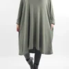 Made In Italy Chalet Pocketed Swing Soft Knit Dress Soft Khaki -VogueCurve Store made in italy chalet pocketed swing dress soft khaki 1.jpg