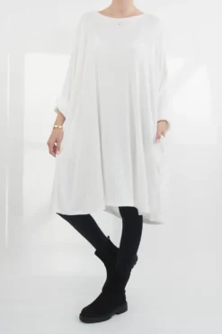 Made In Italy Chalet Pocketed Swing Soft Knit Dress Winter White -VogueCurve Store made in italy chalet pocketed swing dress winter white04.jpg