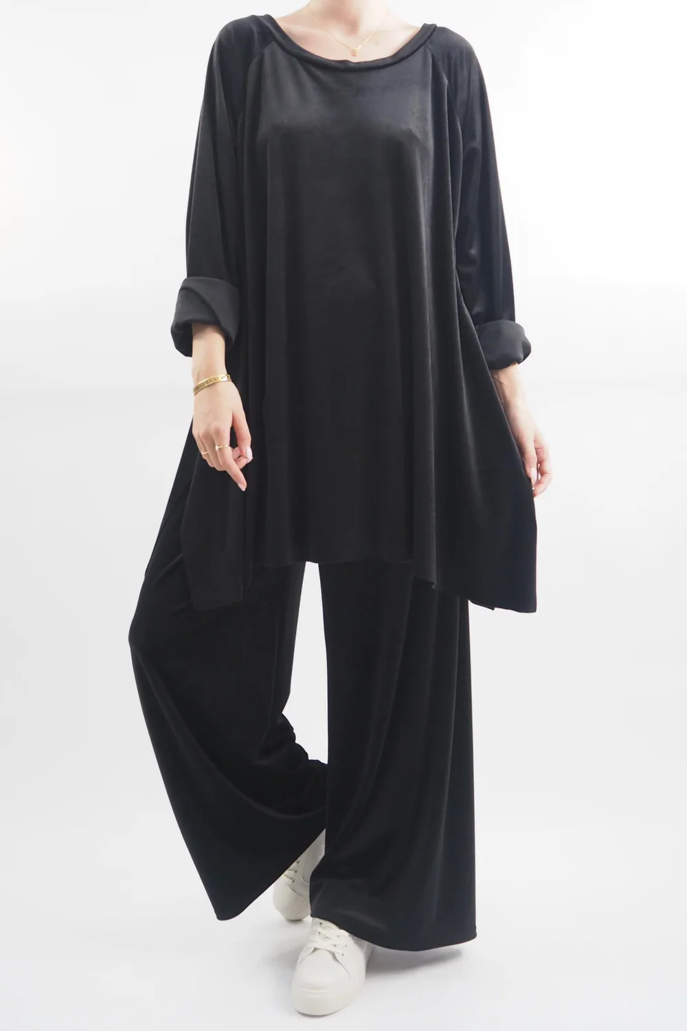 Made In Italy Chalet Soft Stretch Velour Split Side Set Black 3 Made In Italy Chalet Soft Stretch Velour Split Side Set Black