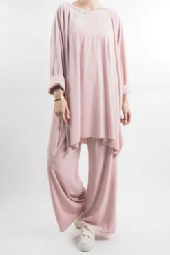 Made In Italy Chalet Soft Stretch Velour Set Blush