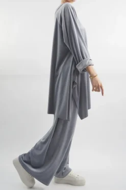 Made In Italy Chalet Soft Stretch Velour Set Dove -VogueCurve Store made in italy chalet soft stretch velour set dove202.jpg