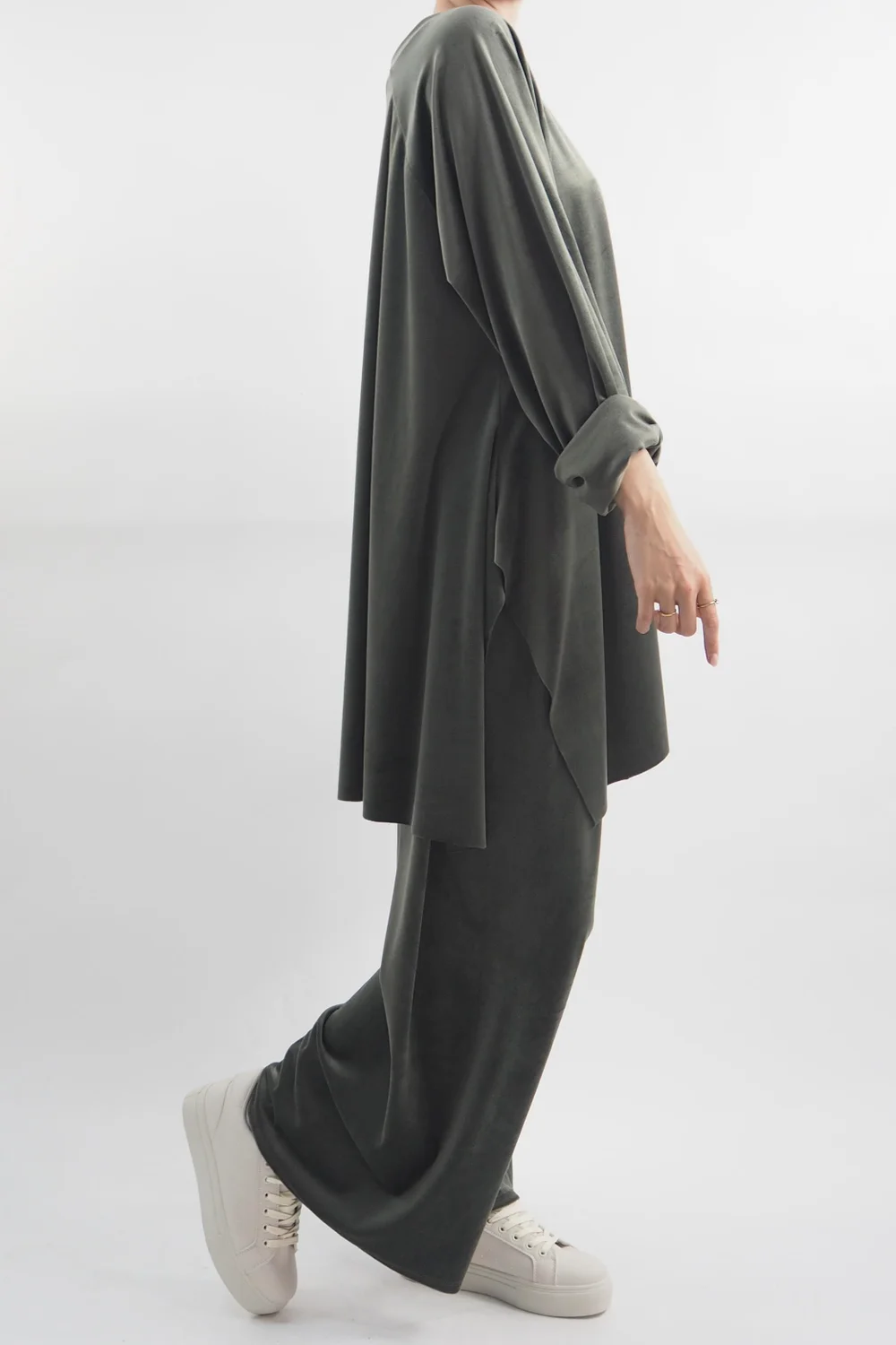 Made In Italy Chalet Soft Stretch Velour Set Soft Khaki 4 Made In Italy Chalet Soft Stretch Velour Set Soft Khaki - Image 2