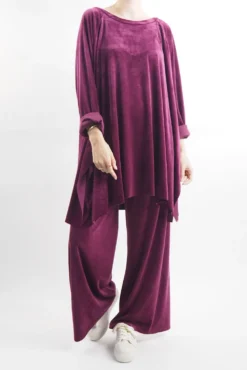 Made In Italy Chalet Soft Stretch Velour Set Magenta
