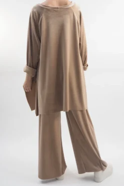 Made In Italy Chalet Soft Stretch Velour Set Soft Tan -VogueCurve Store made in italy chalet soft stretch velour set stone203.jpg