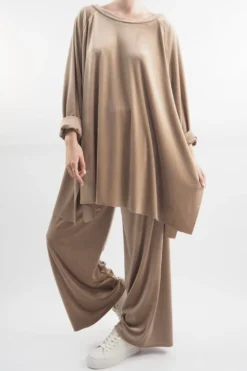 Made In Italy Chalet Soft Stretch Velour Set Soft Tan -VogueCurve Store made in italy chalet soft stretch velour set stone204.jpg