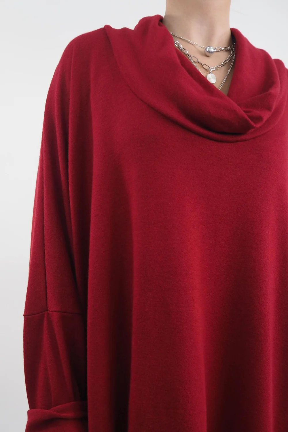 Made In Italy Chalet Super Slouch Cowl Knit Top Bordeaux 7 Made In Italy Chalet Super Slouch Cowl Knit Top Bordeaux - Image 5