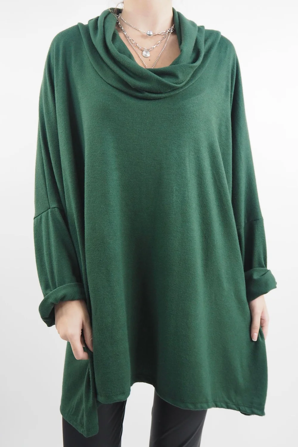 Made In Italy Chalet Super Slouch Cowl Knit Top Forest 3 Made In Italy Chalet Super Slouch Cowl Knit Top Forest