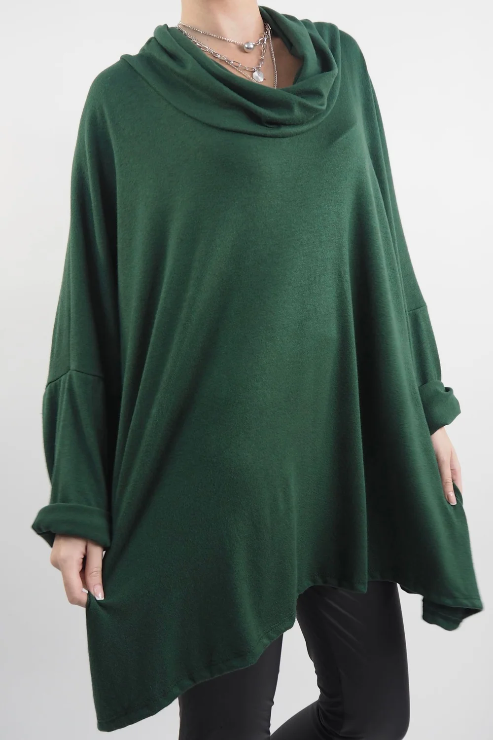 Made In Italy Chalet Super Slouch Cowl Knit Top Forest 4 Made In Italy Chalet Super Slouch Cowl Knit Top Forest - Image 2