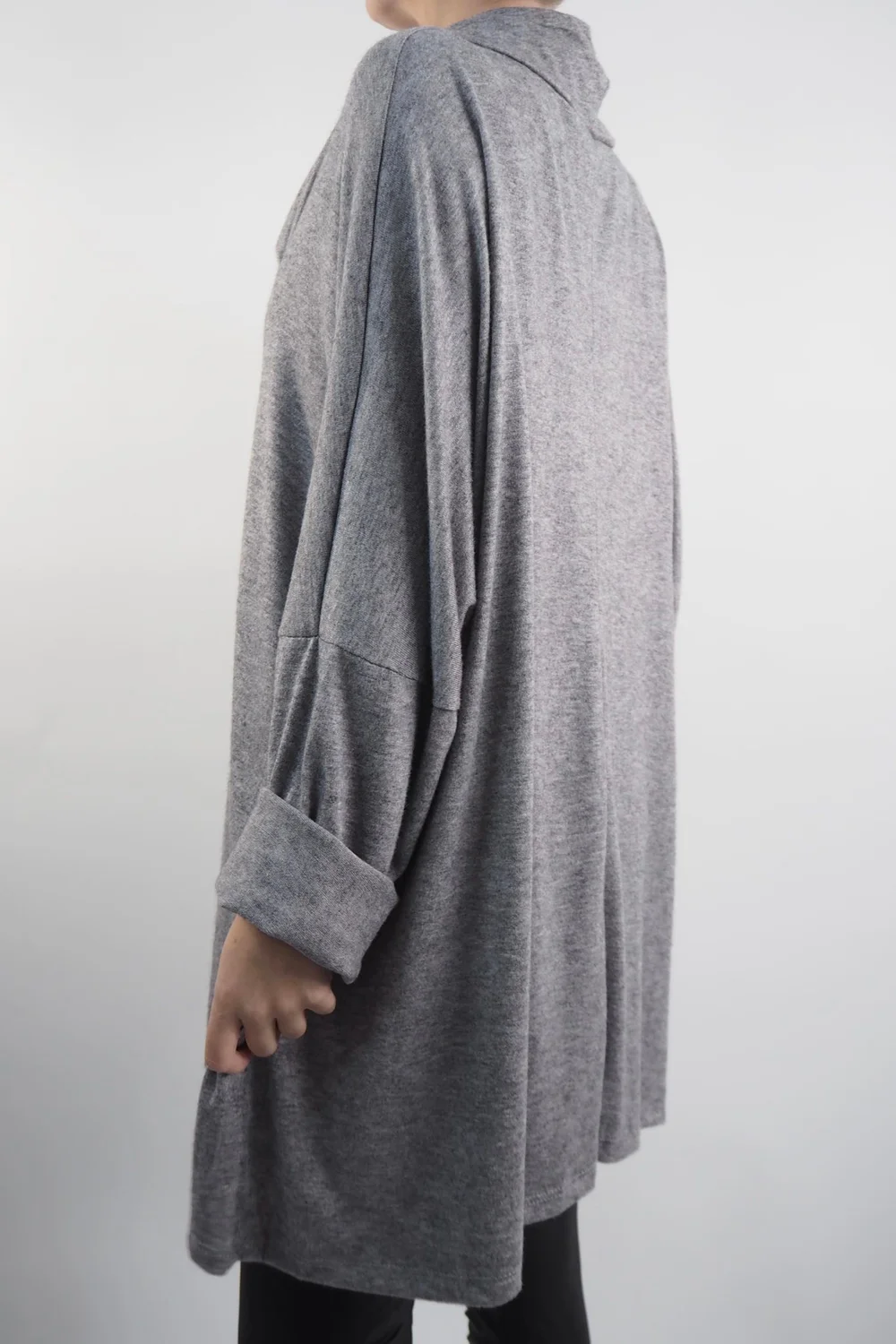 Made In Italy Chalet Super Slouch Cowl Knit Top Slate Marl 5 Made In Italy Chalet Super Slouch Cowl Knit Top Slate Marl - Image 3