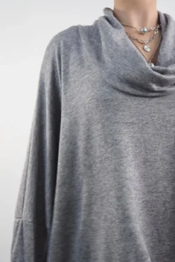 Made In Italy Chalet Super Slouch Cowl Knit Top Slate Marl 13 Made In Italy Chalet Super Slouch Cowl Knit Top Slate Marl -VogueCurve Store made in italy chalet super slouch cowl knit top grey marl05.jpg