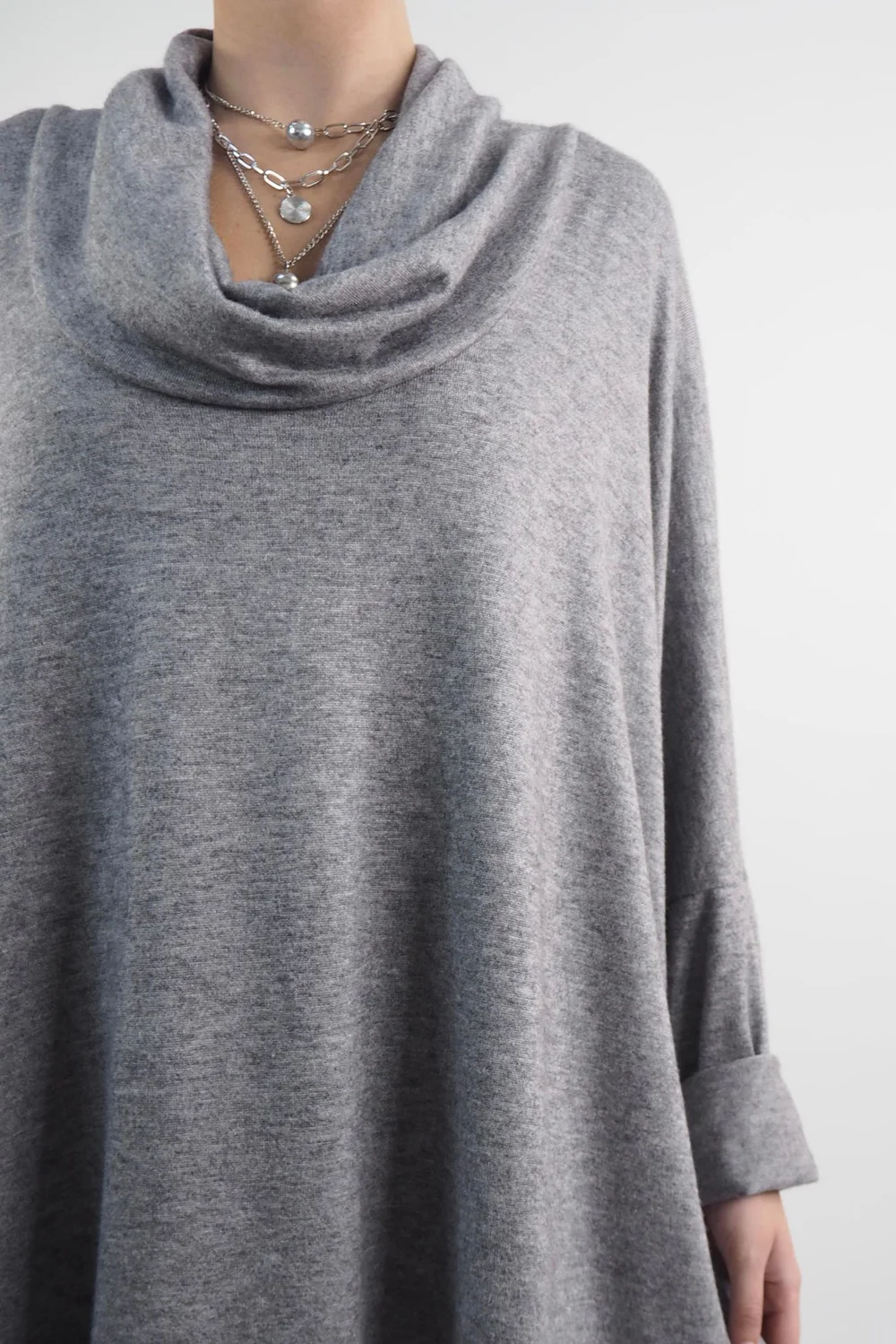 Made In Italy Chalet Super Slouch Cowl Knit Top Slate Marl 9 Made In Italy Chalet Super Slouch Cowl Knit Top Slate Marl - Image 7