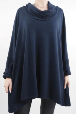 Made In Italy Chalet Super Slouch Cowl Knit Top Ink