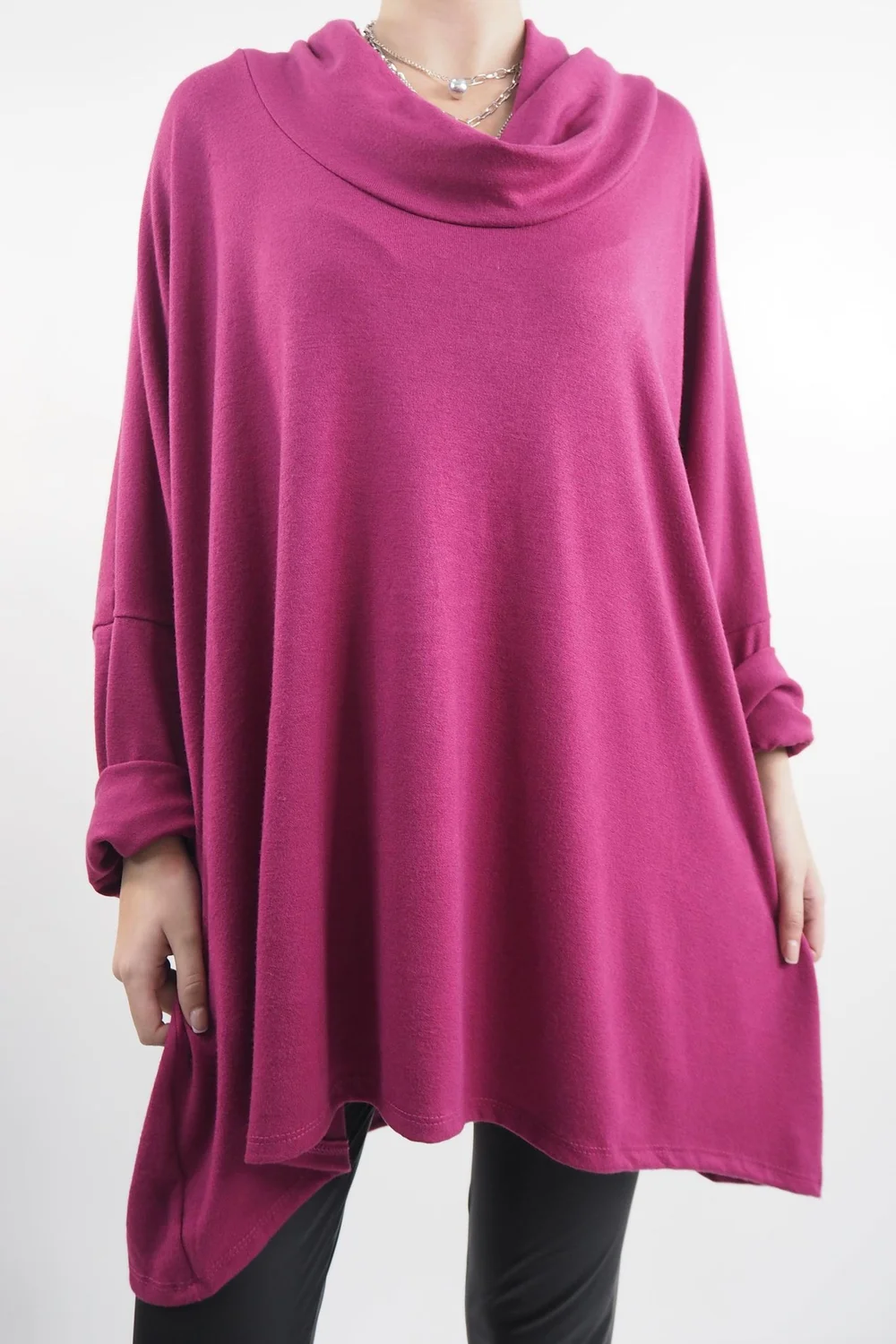 Made In Italy Chalet Super Slouch Cowl Knit Top Magenta 3 Made In Italy Chalet Super Slouch Cowl Knit Top Magenta