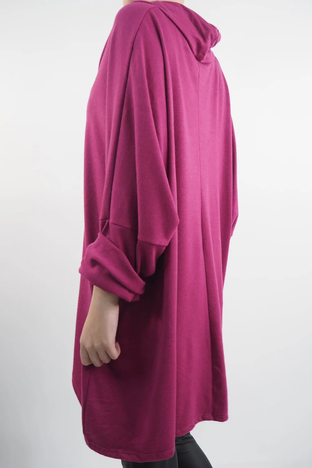 Made In Italy Chalet Super Slouch Cowl Knit Top Magenta 5 Made In Italy Chalet Super Slouch Cowl Knit Top Magenta - Image 3