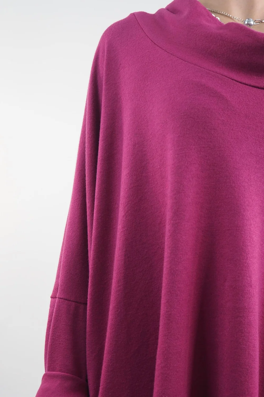Made In Italy Chalet Super Slouch Cowl Knit Top Magenta 7 Made In Italy Chalet Super Slouch Cowl Knit Top Magenta - Image 5