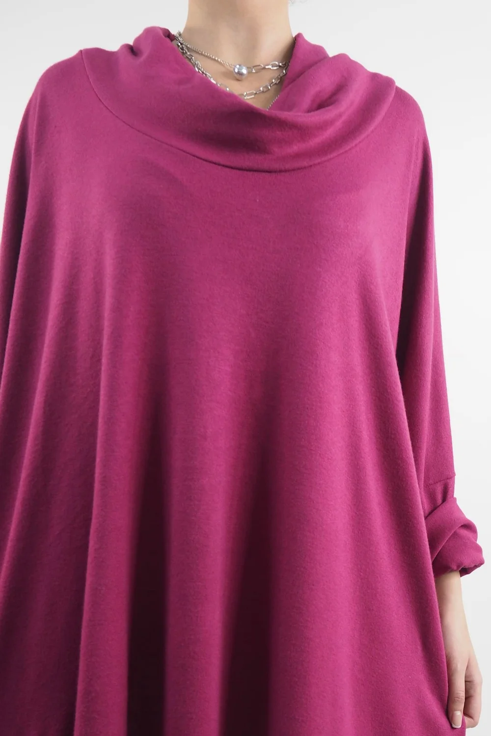 Made In Italy Chalet Super Slouch Cowl Knit Top Magenta 8 Made In Italy Chalet Super Slouch Cowl Knit Top Magenta - Image 6