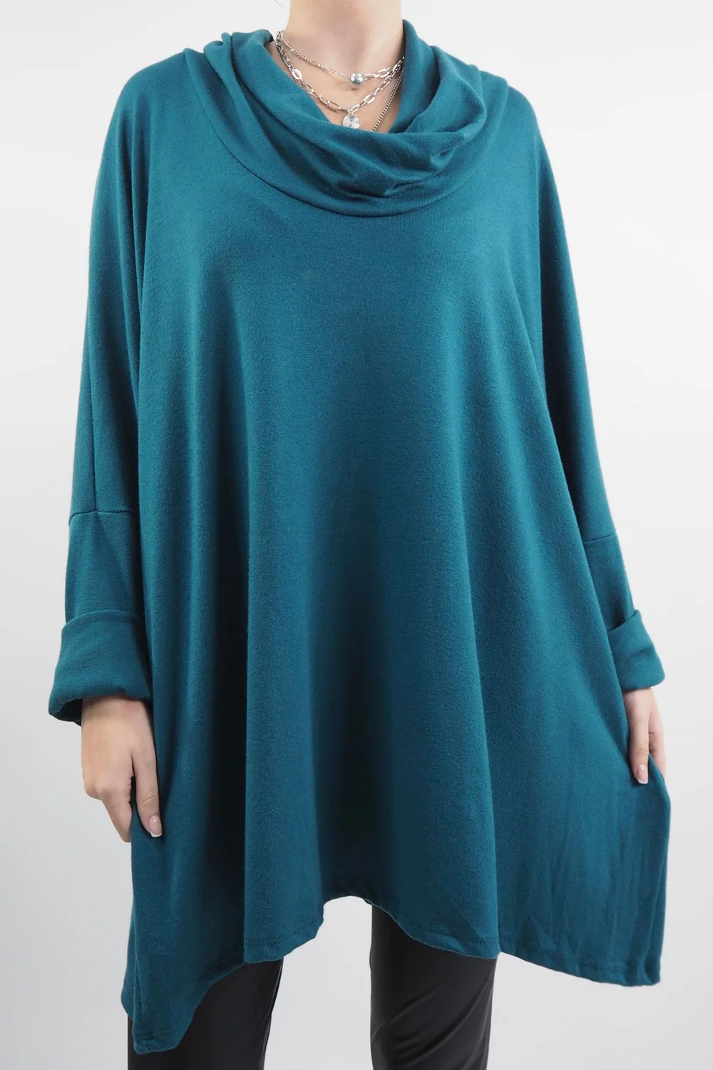 Made In Italy Chalet Super Slouch Cowl Knit Top Prussian 3 Made In Italy Chalet Super Slouch Cowl Knit Top Prussian