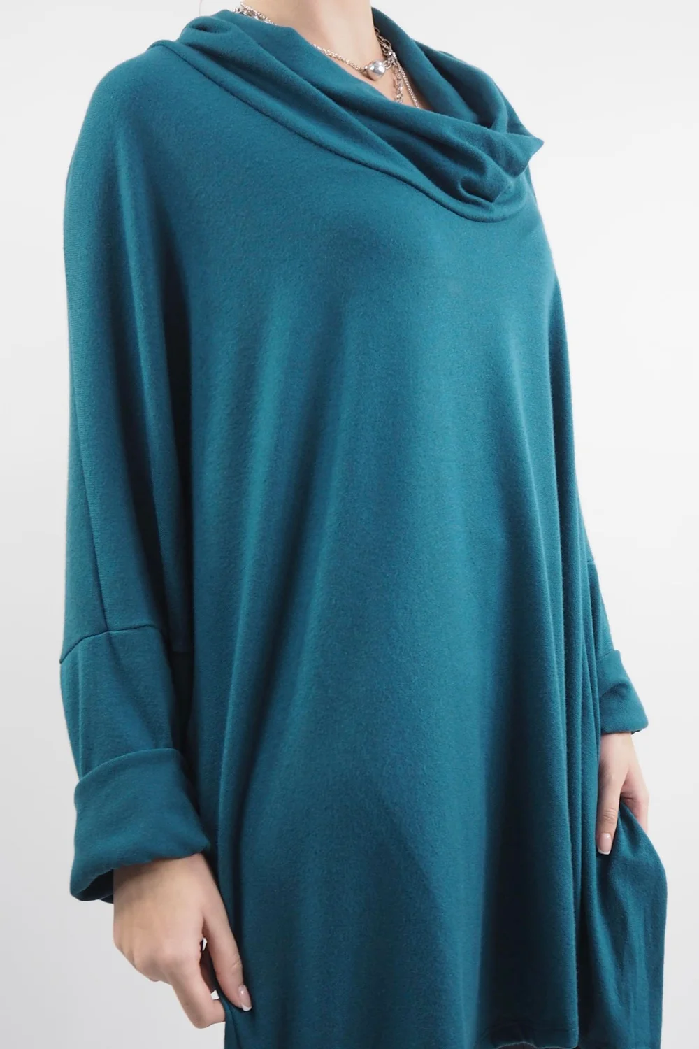 Made In Italy Chalet Super Slouch Cowl Knit Top Prussian 4 Made In Italy Chalet Super Slouch Cowl Knit Top Prussian - Image 2