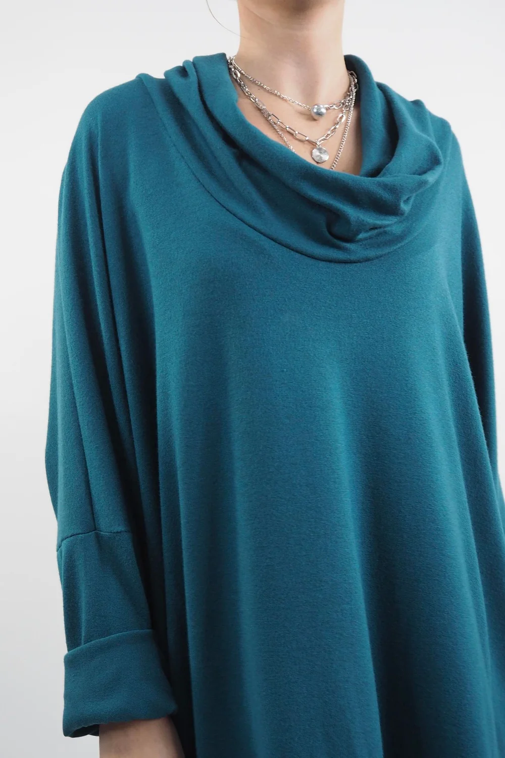 Made In Italy Chalet Super Slouch Cowl Knit Top Prussian 6 Made In Italy Chalet Super Slouch Cowl Knit Top Prussian - Image 4