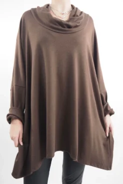 Made In Italy Chalet Super Slouch Cowl Knit Top Truffle