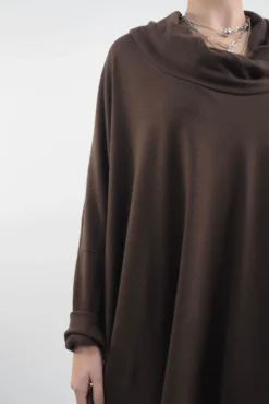 Made In Italy Chalet Super Slouch Cowl Knit Top Truffle -VogueCurve Store made in italy chalet super slouch cowl knit top truffle04.jpg