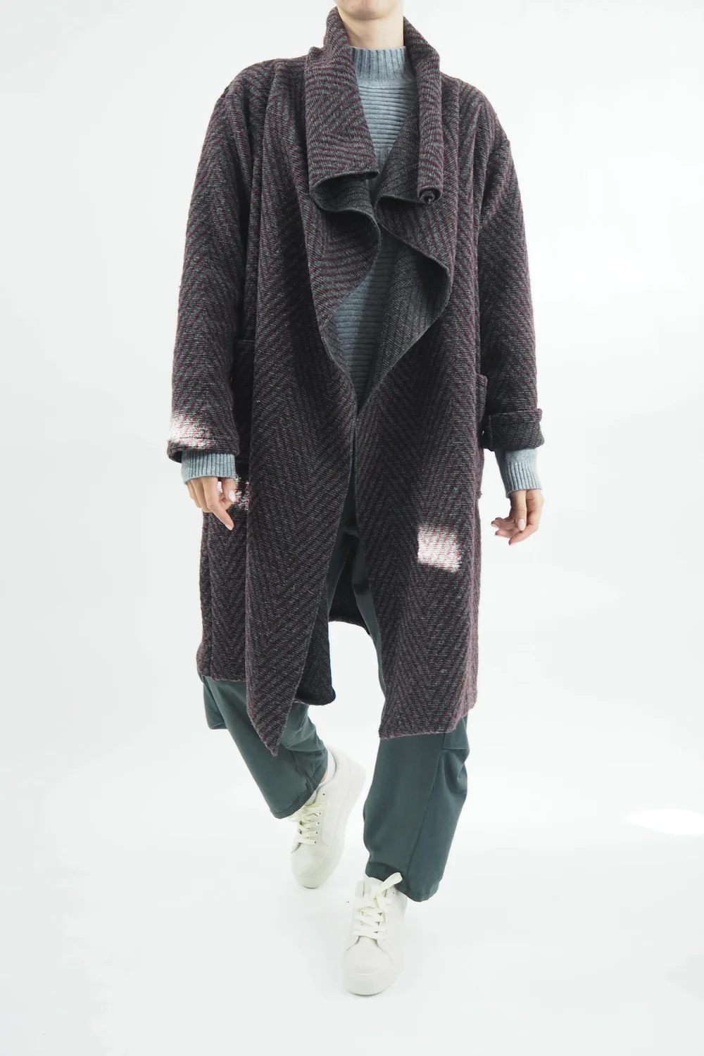 Made In Italy Chevron Blanket Coat Wine 3 Made In Italy Chevron Blanket Coat Wine