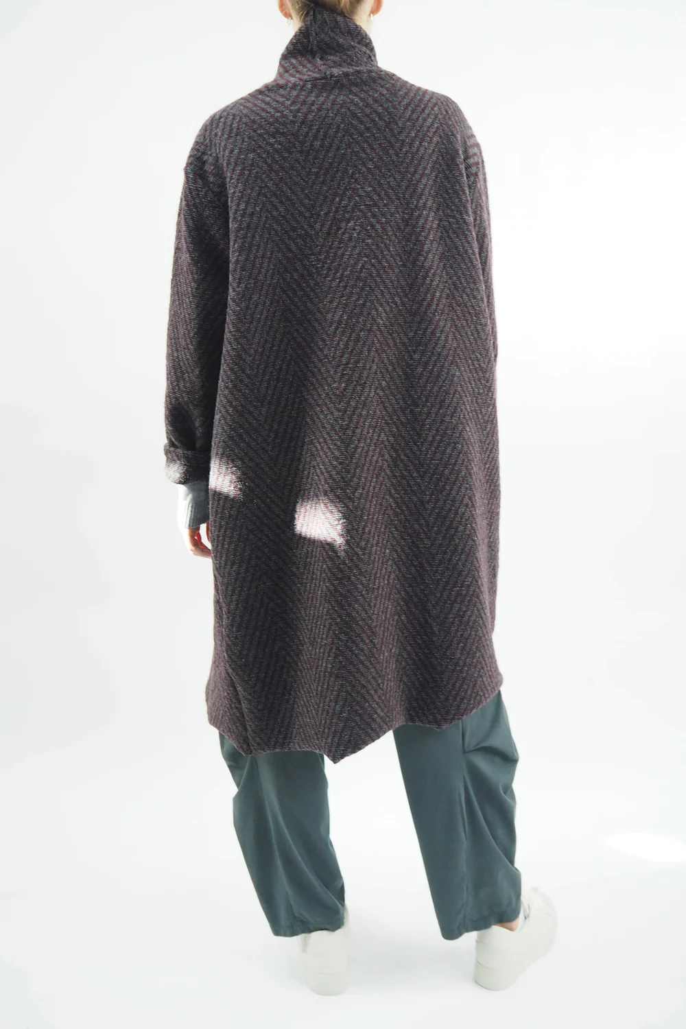 Made In Italy Chevron Blanket Coat Wine 5 Made In Italy Chevron Blanket Coat Wine - Image 3