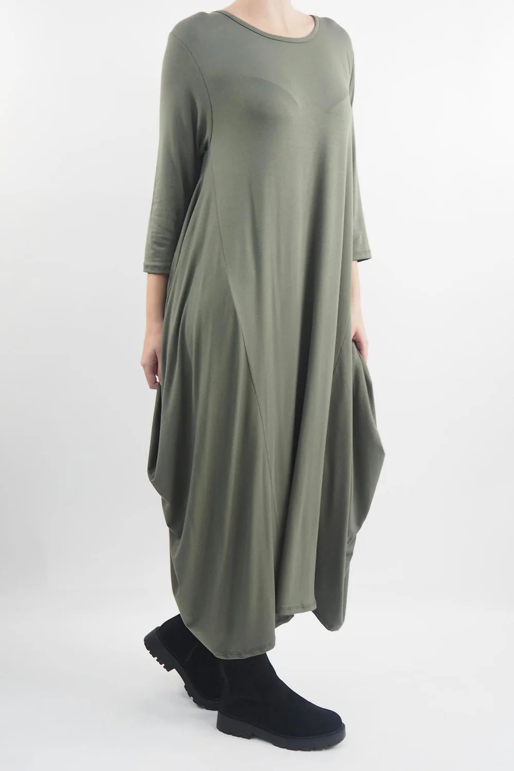 Made In Italy Classic Long Sleeve Parachute Maxi Dress Khaki 5 Made In Italy Classic Long Sleeve Parachute Maxi Dress Khaki - Image 3