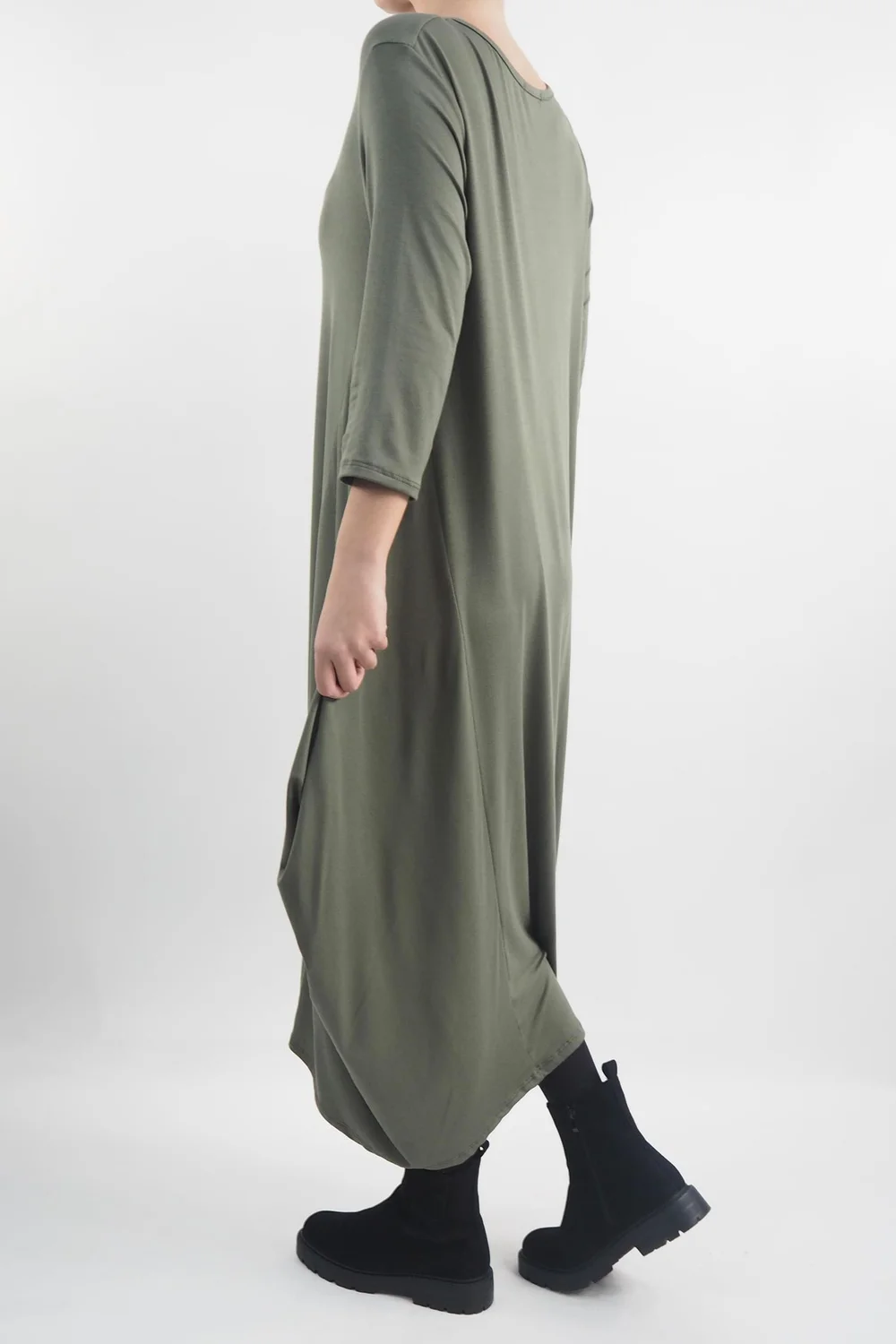 Made In Italy Classic Long Sleeve Parachute Maxi Dress Khaki 6 Made In Italy Classic Long Sleeve Parachute Maxi Dress Khaki - Image 4