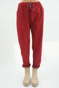 Made In Italy Classic Magic Trouser Winter Berry -VogueCurve Store made in italy classic magic trouser red berry02.jpg