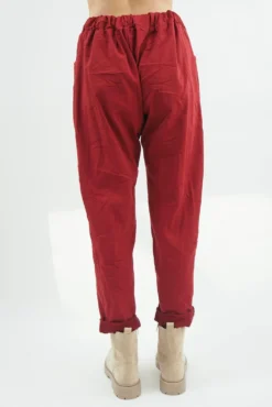 Made In Italy Classic Magic Trouser Winter Berry -VogueCurve Store made in italy classic magic trouser red berry04.jpg