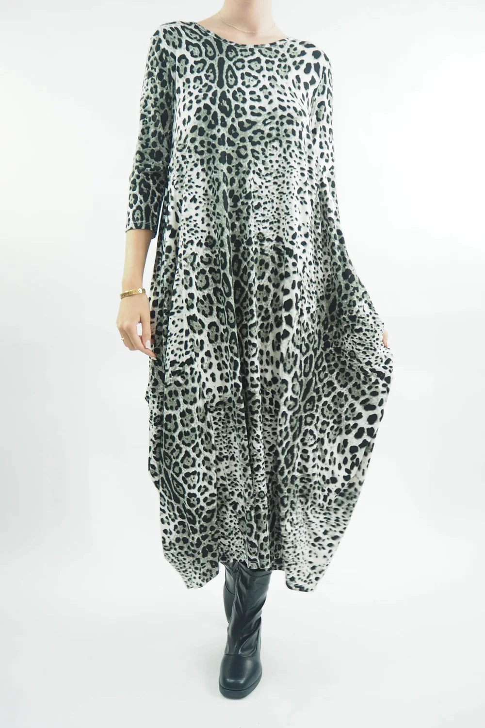 Made In Italy Classic Parachute Dress Mixed Animal Khaki 4 Made In Italy Classic Parachute Dress Mixed Animal Khaki - Image 2