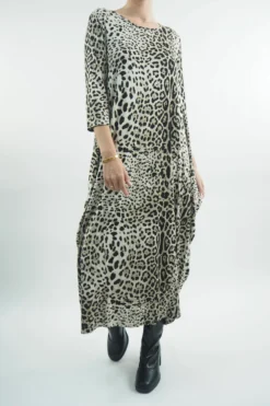 Made In Italy Classic Parachute Dress Mixed Animal Natural