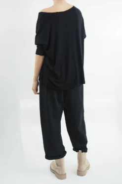 Made In Italy Classic Super Soft Fine Knit Top Black 8 Made In Italy Classic Super Soft Fine Knit Top Black -VogueCurve Store made in italy classic super soft fine knit black03.jpg